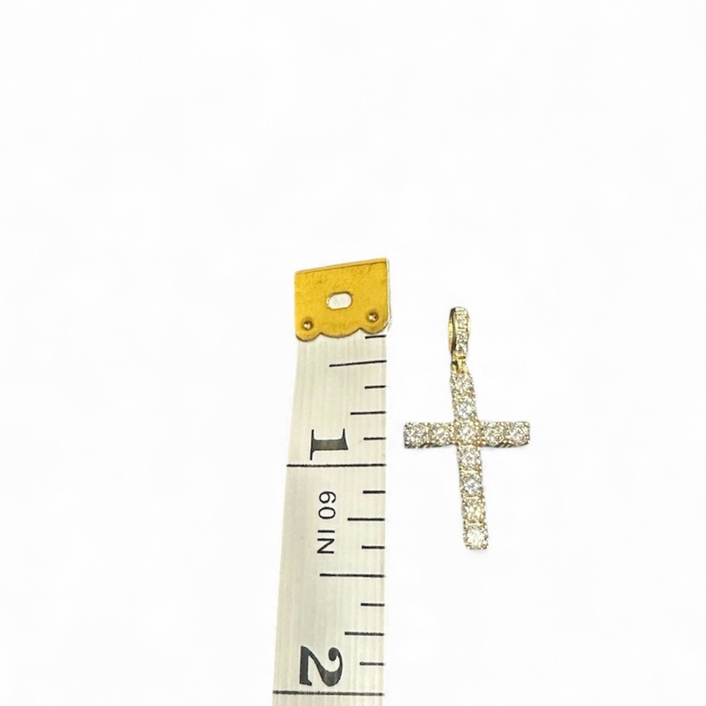 925 Sterling Silver Gold Tone CZ Cross Pendant - Picture 4 of 4